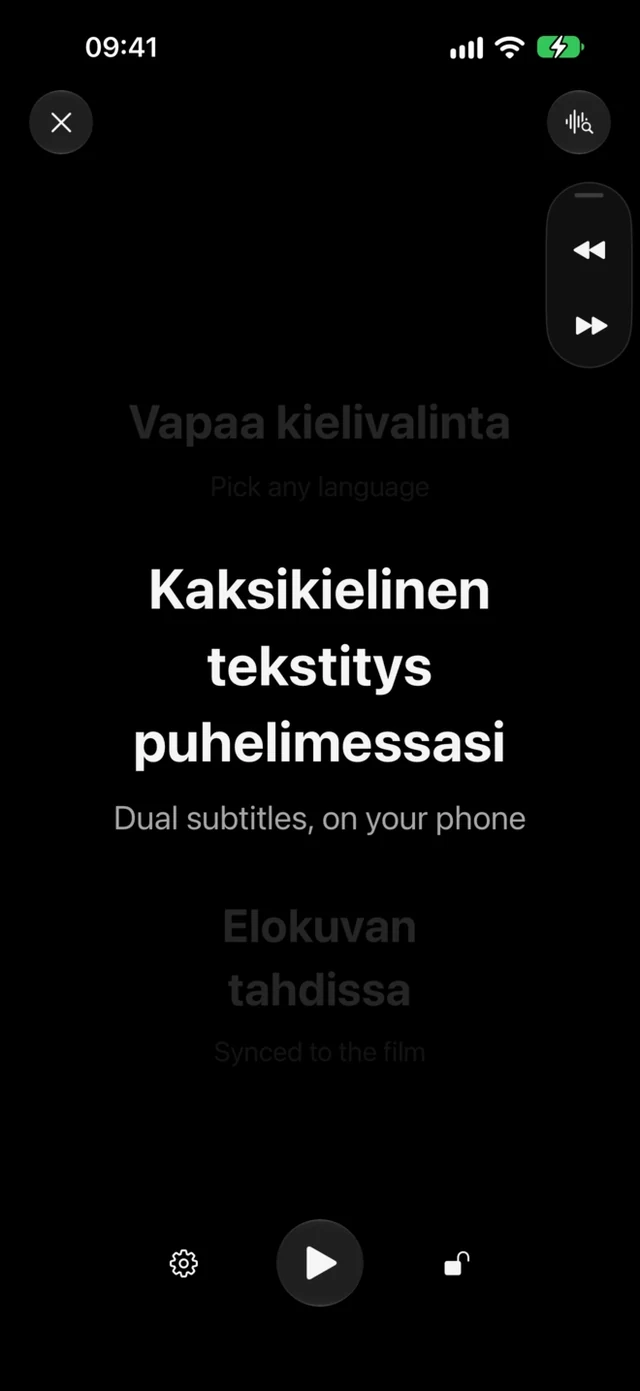 CinemaCC · Tumma näyttö, joka pysyy luettavana häiritsemättä ketään