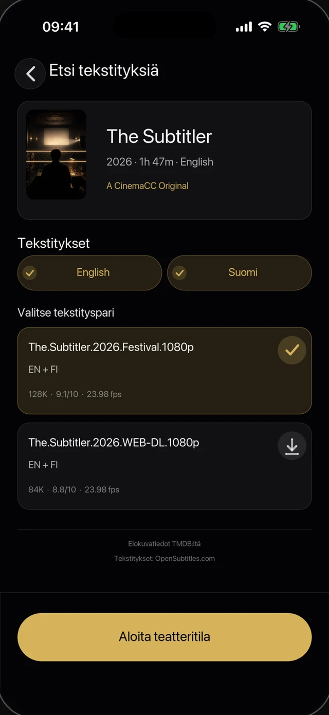 Etsi tekstityksiä: Etsi elokuva ja valitse tekstitykset.